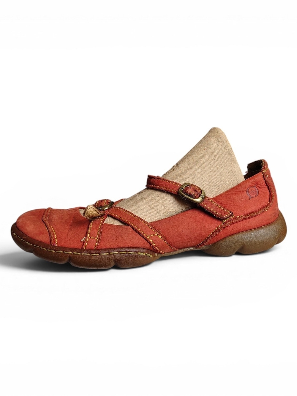 Born Women's Strappy Buckle Mary Jane  Burnt Orange Leather Shoes Size 7
